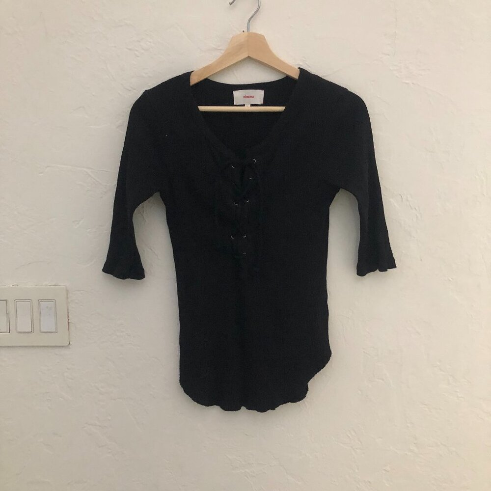 Xirena lace up tee; size small; black